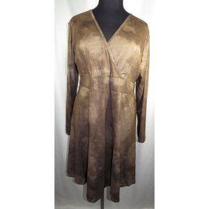NEW In Package, Brown Tie Dye Long Sleeve V-Neck Skater Dress
